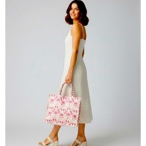 Rare Leopard EnVogue Home Tote Bag Palm Tree Toile Pink Canvas Everyday Travel